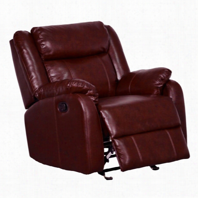 Global Furnituree Usa Faux Leather Glider Recliner In Burgundy