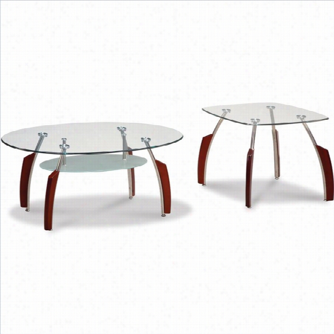 Global Furniture Usa Fr Ancis 2 Piece Glasstop Coffee Table Set Iin Mahogany