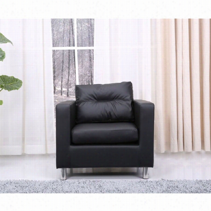 Gold Sparroe Detroit Faux Leather Accent Chair In Black