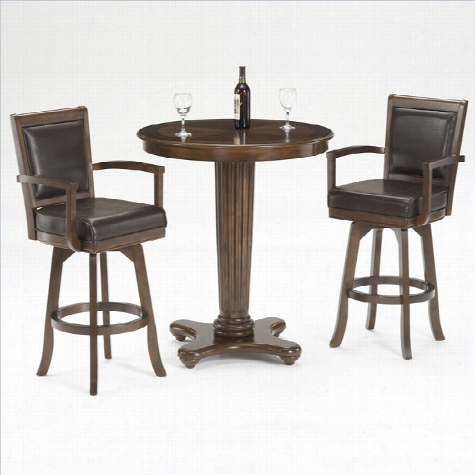 Hillsdale Ambassador 3 Piece Pub Table With 2 Stoos In Rich Cherry