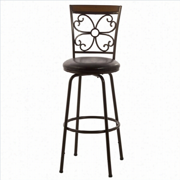 Hillsdale Garrison 40-44 Swivel Bar Stool With Nested Leg In Brown