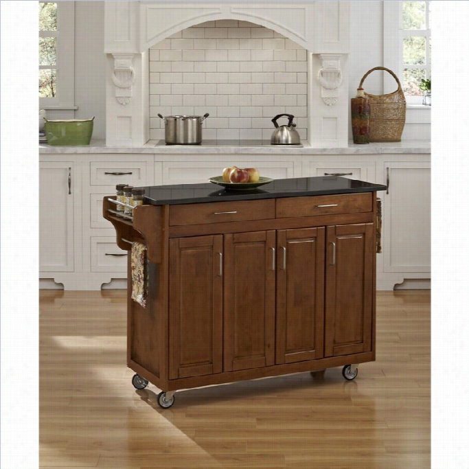 Home Tyles Create-a-cart 49 Inch Black Granite Top Kitcheen Cart In Cottt Duration Of Existence Oak