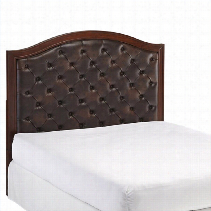 Home Styles Duet Tuftted Panel Headboard With Brown Leather In Cherry-queen