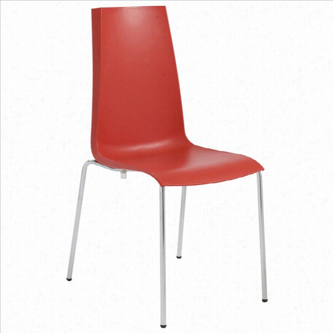 Italmodern Annequni Stacking Dining Chair In Red And Chrome