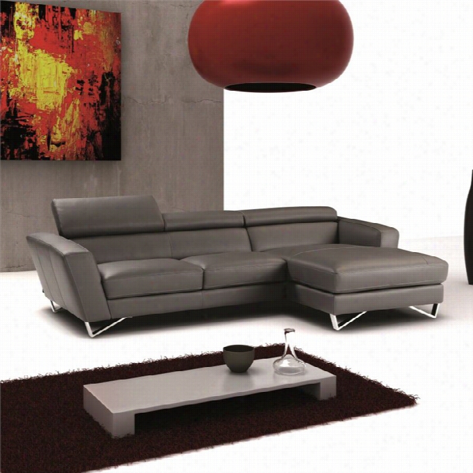J&m  Furniture Sparta Leather Just Mini Sectional In Grey