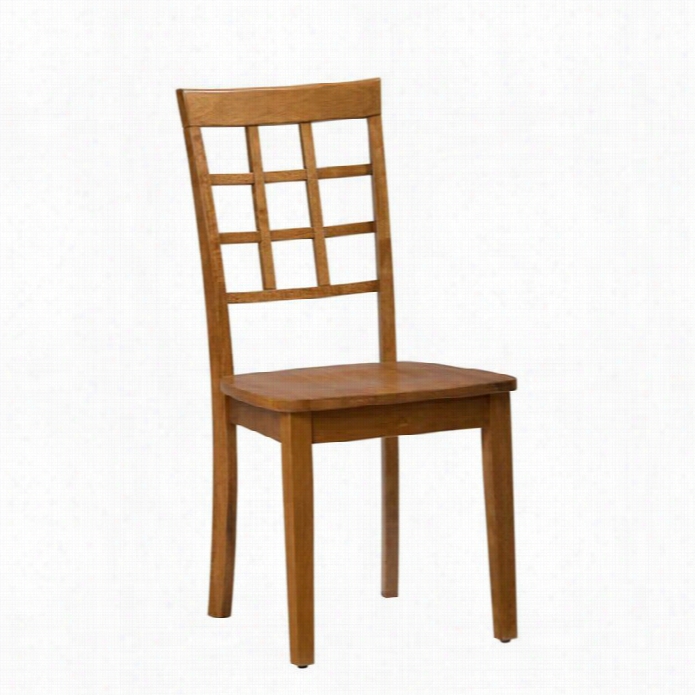 Jofran Simplicity Wood Grid Bacj Dining Chair In Honey (set Of 2)