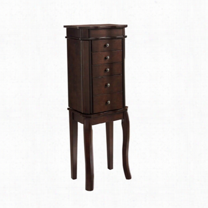 Linon Paige Jewelry Armoire In Walnut