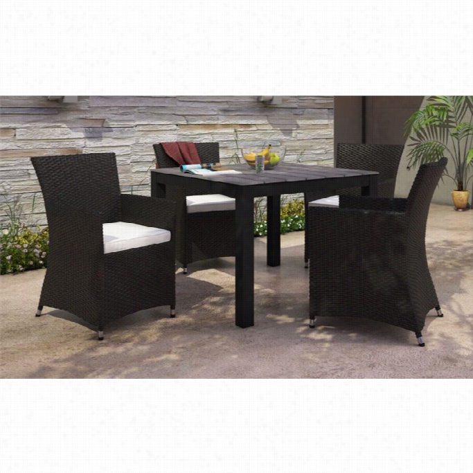 Modway Junction 5 Composition Outdoro Dining Set In Brown And White