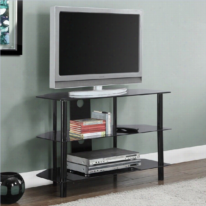 Monarch 36 Tv Stand In Black With Tempered Glass