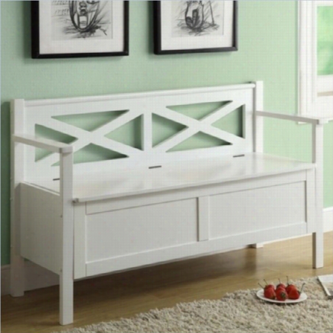 Monarch Solid Wood 50 Bench With Storage In White