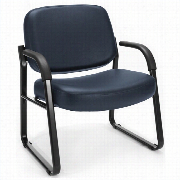 Ofm Big And Tall Reception Vinyl Guest Chair With Arms In Navy