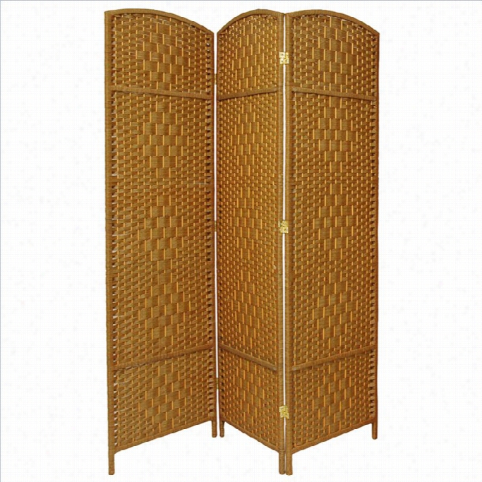 Oriental Diamond Weave 3 Panel Room Divider In Light Beige