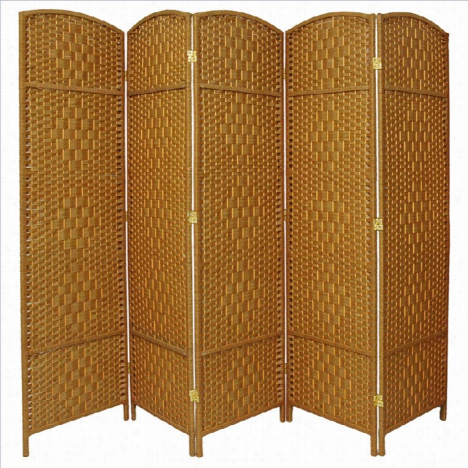 Oriental Diamond Weave 5 Pahel   Room Divider In Lihgt Beige