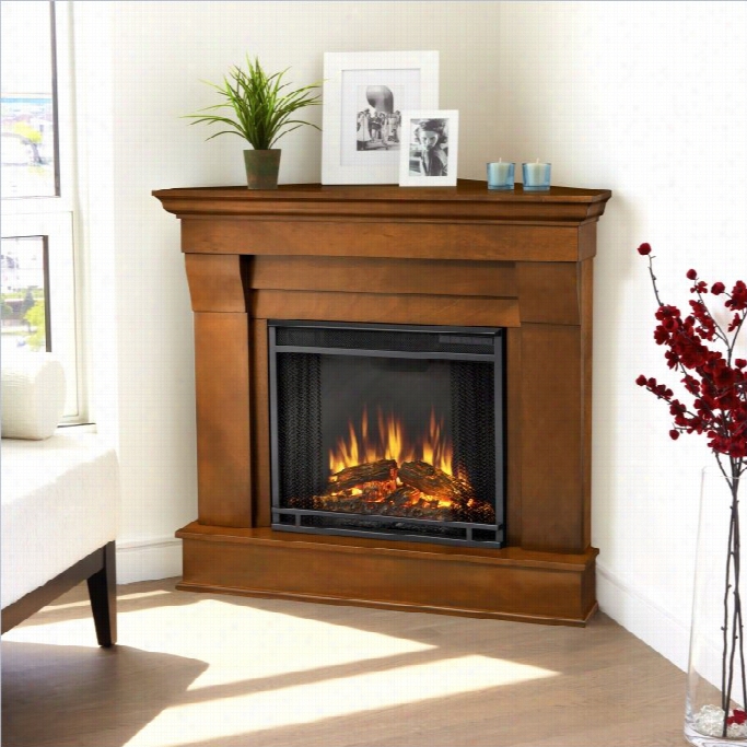 Real Flame Chateau Electric Corner Fireplace In Espresso Finish