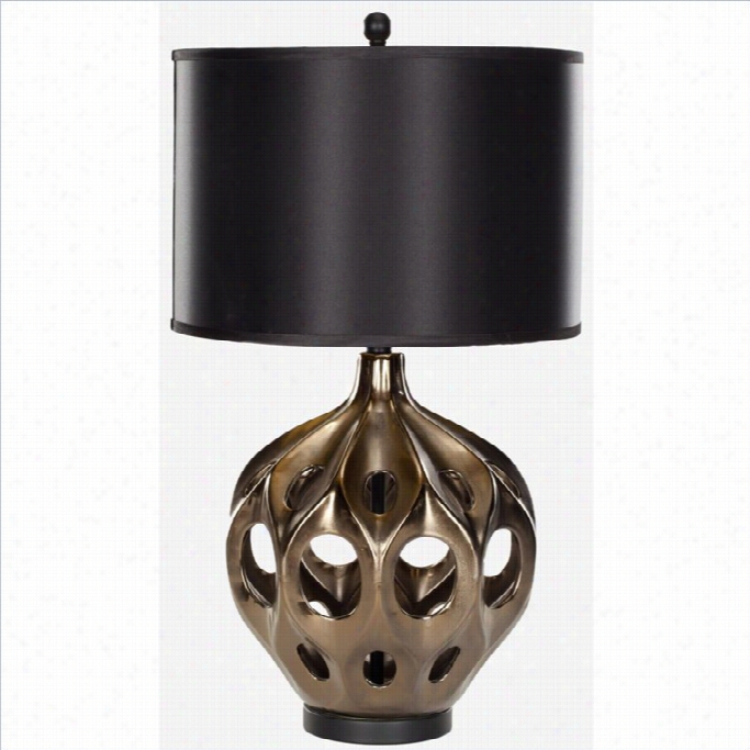 Safavi Eh Ceramic Table Lamp In Copper With Black Satin Shadd