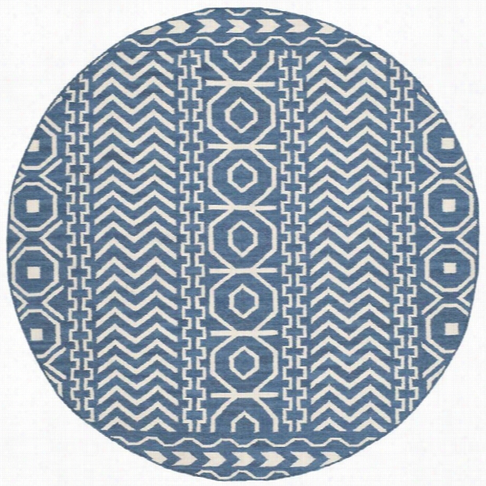 Safavieh Dhurries Darkb Lue Contemporary Rug - Round 6'