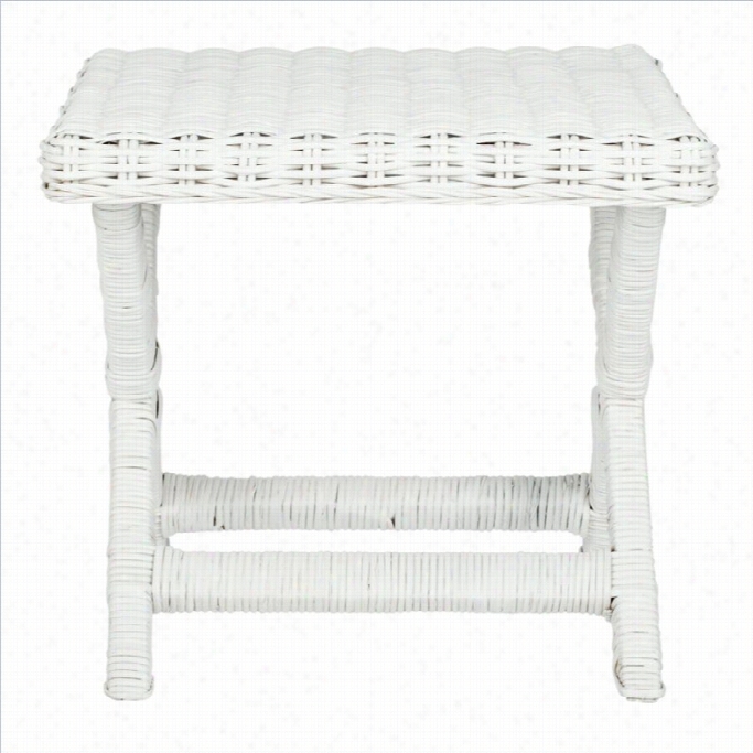 Safavieh Lordship Wicker And Wooden Bench In White