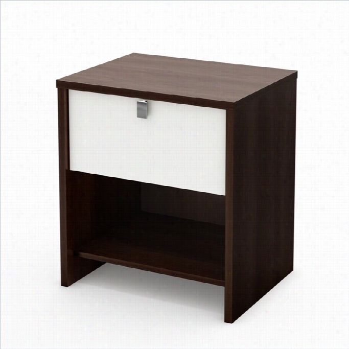 South Shore Cookie Nightstand In Mocha & White