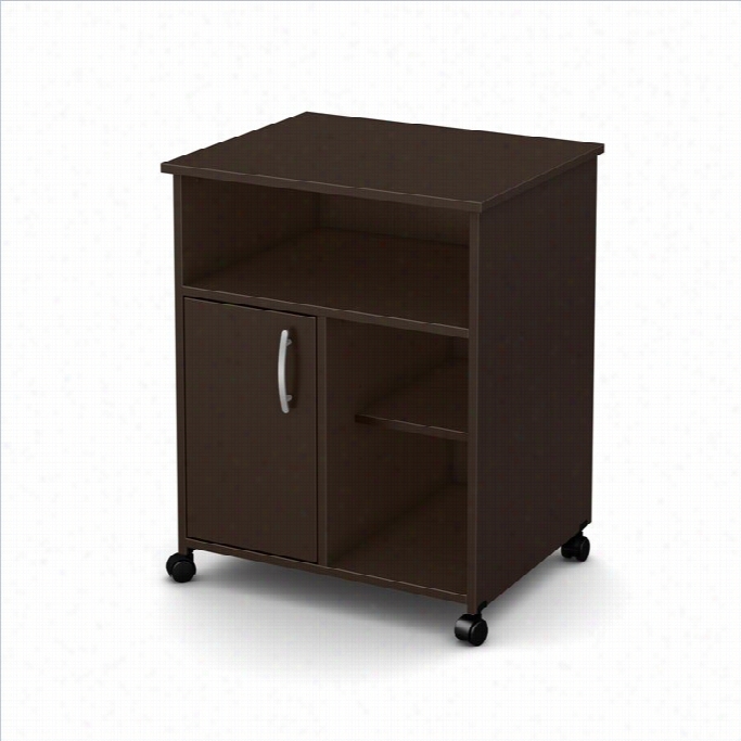 Soutg Shore Fiesta Microwave Cart With Storage On Wheels In Chocolate