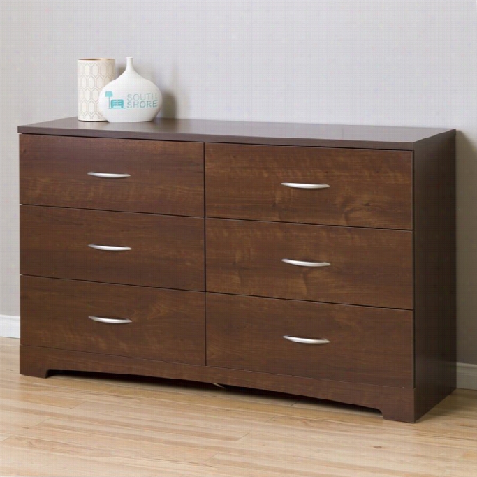 South Shore Step Ome 6 Drawer Wood Dou Bl Dresser In Sumptuous Chedry