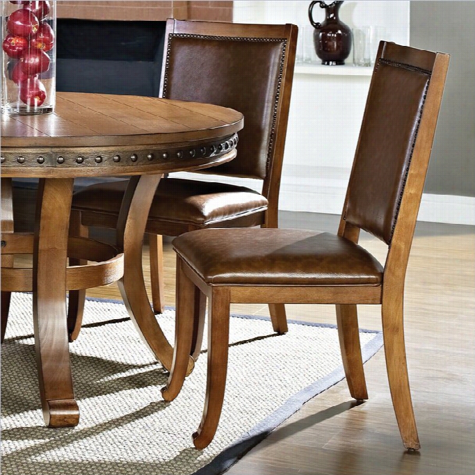 Steve Sipver Company Ashbrook Upholstered Brown Vinyl Dining Chair In Oak