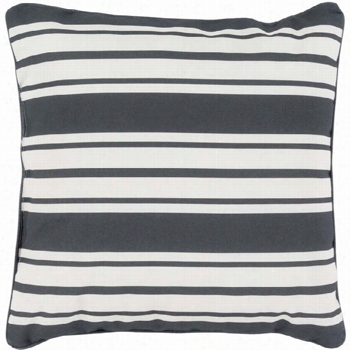 Surya Nautical Stripe Poly Fill 16 Square Pillow In Lack