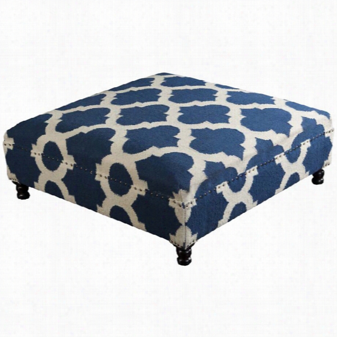 Surya Wool Square Nailhsad Coffee Table Ottoman In Navy