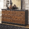 Ashley Aimwell 6 Drawer Wood Double Dresser in Brown