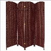 Oriental Diamond Weave 4 Panel Room Divider in Dark Red