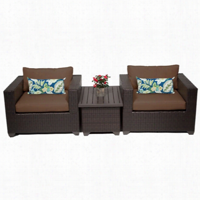 Tkc Belle 3  Piece Outdoor Wicker Sofa Set In Cocoa