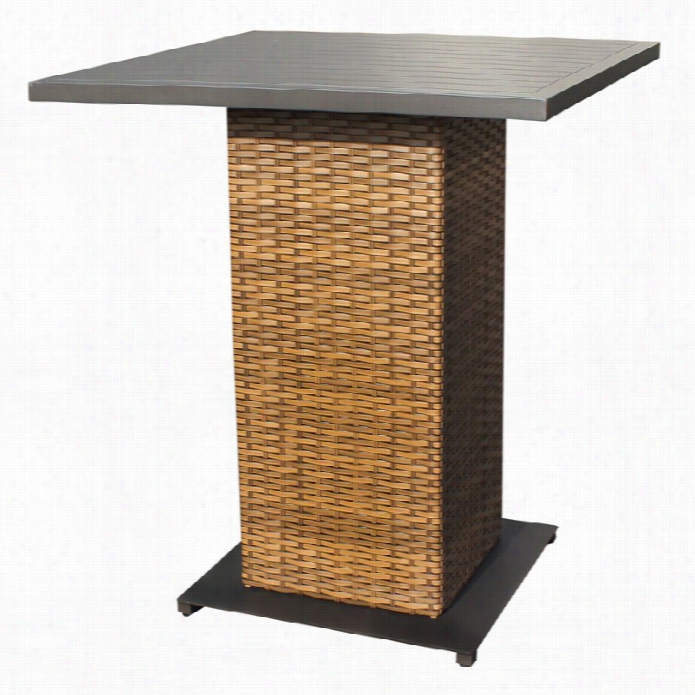 Tkc Laguna Outdoor Wicker Pub Table In Caramel