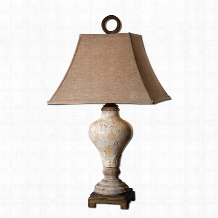 Uttermost Fobello Distrressed Crackled Ce Raic Table Lamp In Ivory