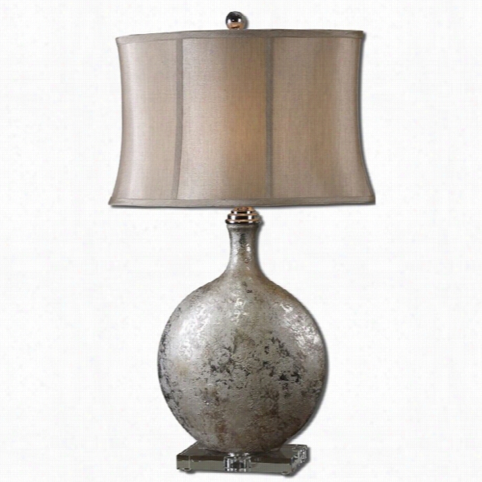 Uttermost Navell Ceramic Table Lamp In  Metallic Silver