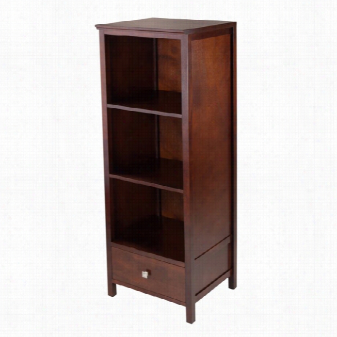 Winsome Brooke Jelly Cupboard With 3 Shelves In Antique Walnut