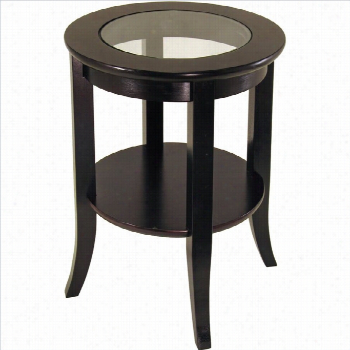 Winsome Genoa Espresso Wood Dark Rown End Table With Glass Top