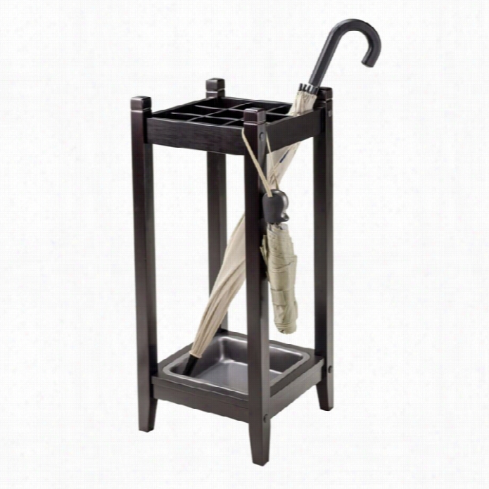 Wins0me Jana Umbrella Stand With Metal Tray In Espresso