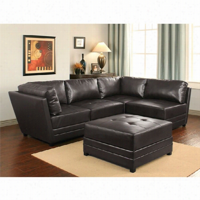 Abbyson Living Grayson 5 Piece Faux Leather Sectional I Dark Brown