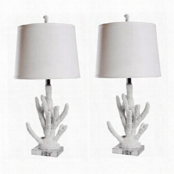 Abbyson Living Table Lamps In White Coral (set Of 2)