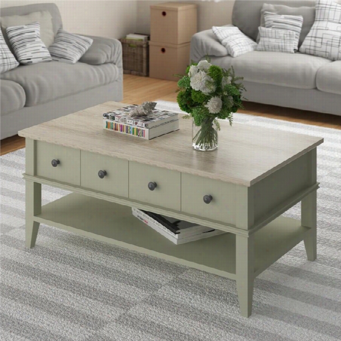 Ameriwood Coffee Table In Beach Sand And Laguna Oak