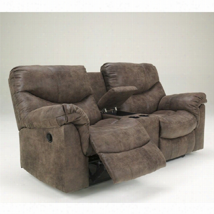 Ashley Furniture Alzena Faux Leather Double Reclining Loveseat