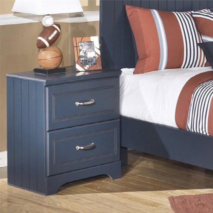 Ashley Leo 2 Drawer Wood Nightstand In Blue