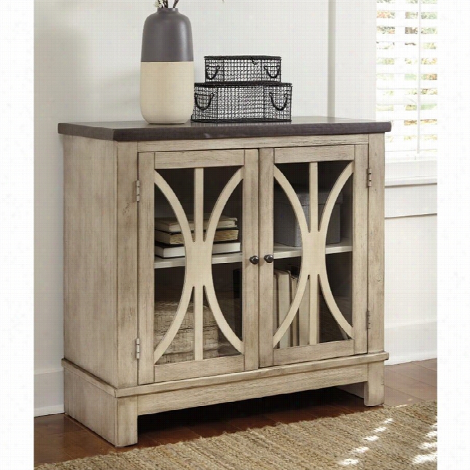 Ashlye Vennilux Door Accent Chest With Glass Insert In Bisque