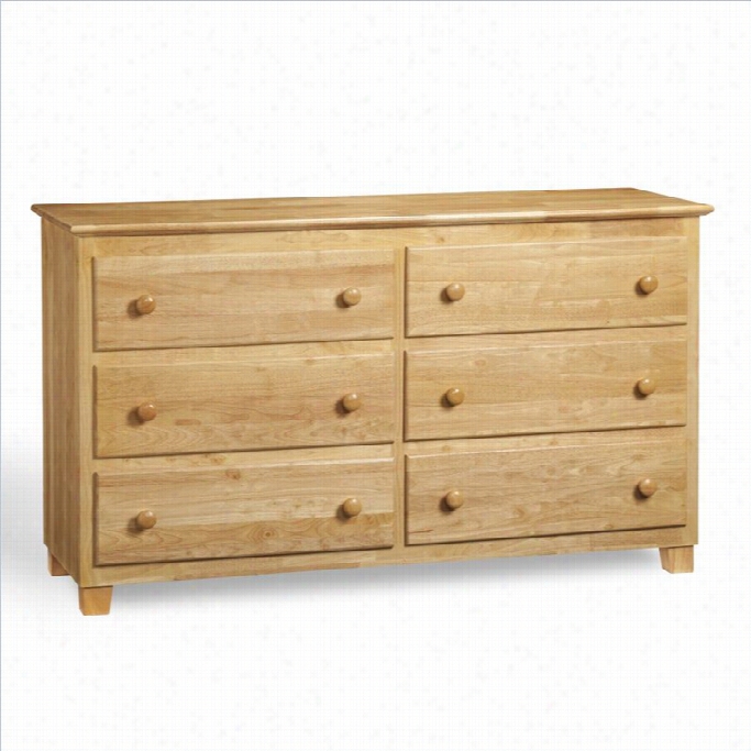 Atlantic Furniture 6 Drawer Dresser In Natural Maple
