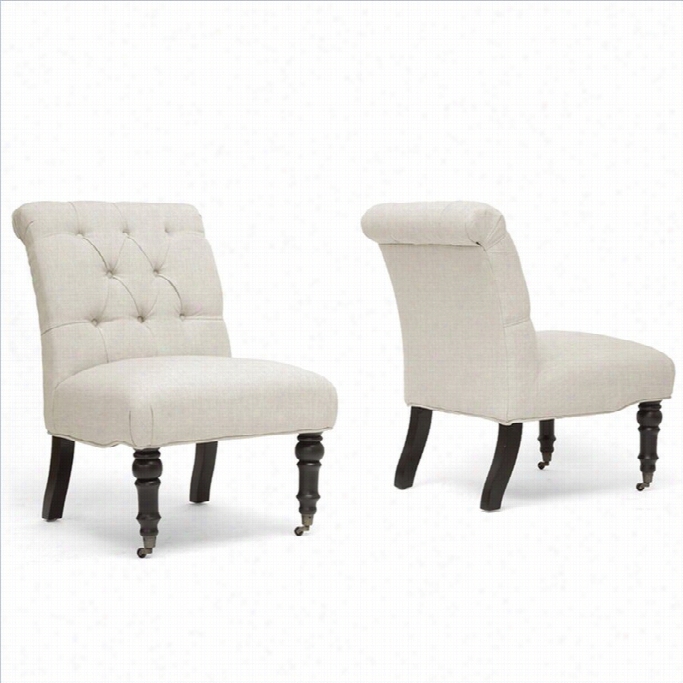 Baxton Studdio Belden Upholstered Tufted Slilper Chair In Beige (set Of 2)