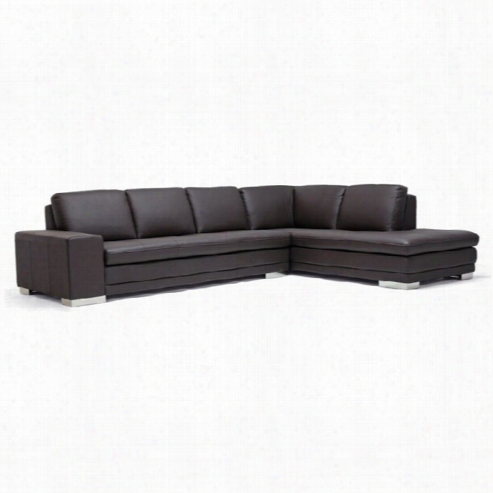 Baxton Studio Diana Lether Sectional In Dark  Brown