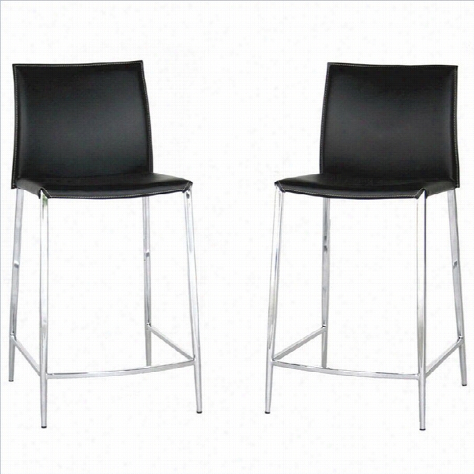 Baxton Studio Jenso Counter Height Stool In Black (set Of 2)