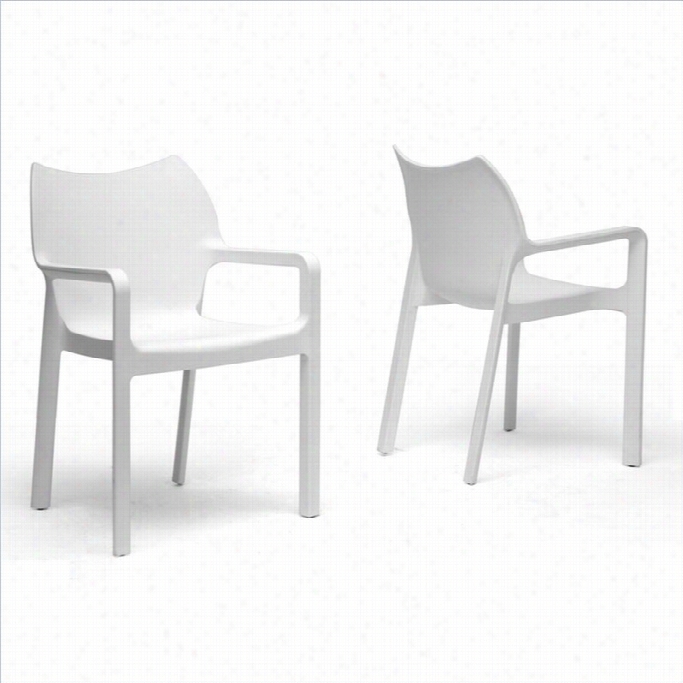 Baxton Studio Limerick Stackable Dining Chair In White (set Of 2)