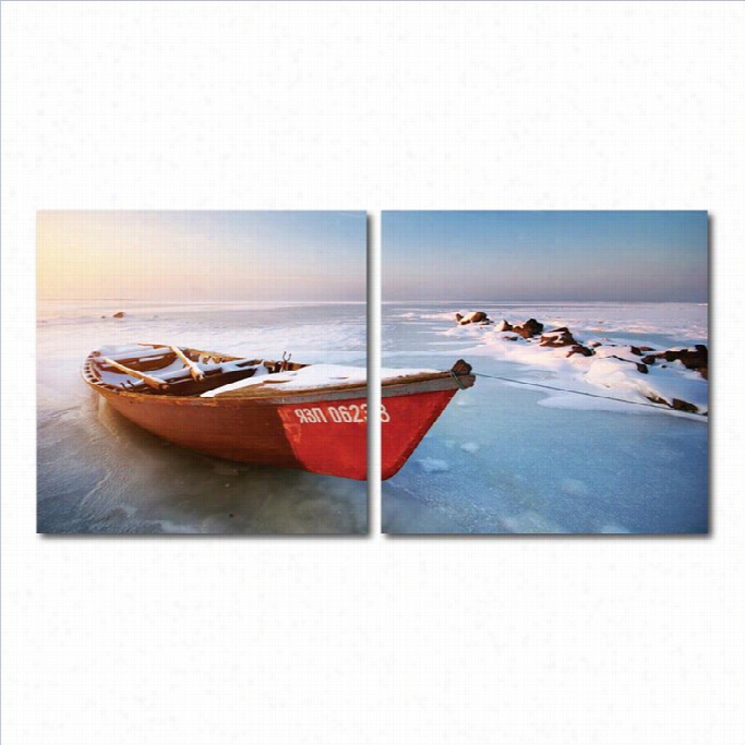 Baxton Studio Seasonwlseashore Mounted Print Diptych In Multicolor