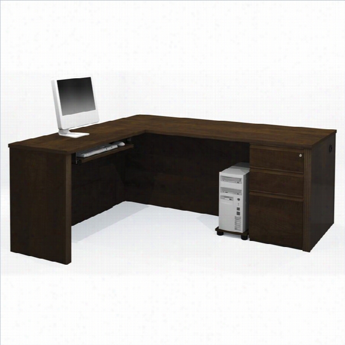 Bestar Prestige + 4-piece L-shape Desk In Chocolate