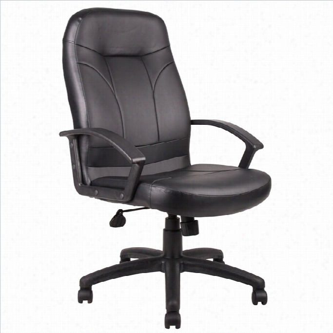 Boss Office Products Executive Hgih  Back Leather Office Chair In Black